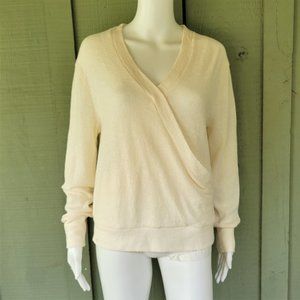 NWT  J. CREW Faux Wrap Ivory Textured Crepe Top Small S